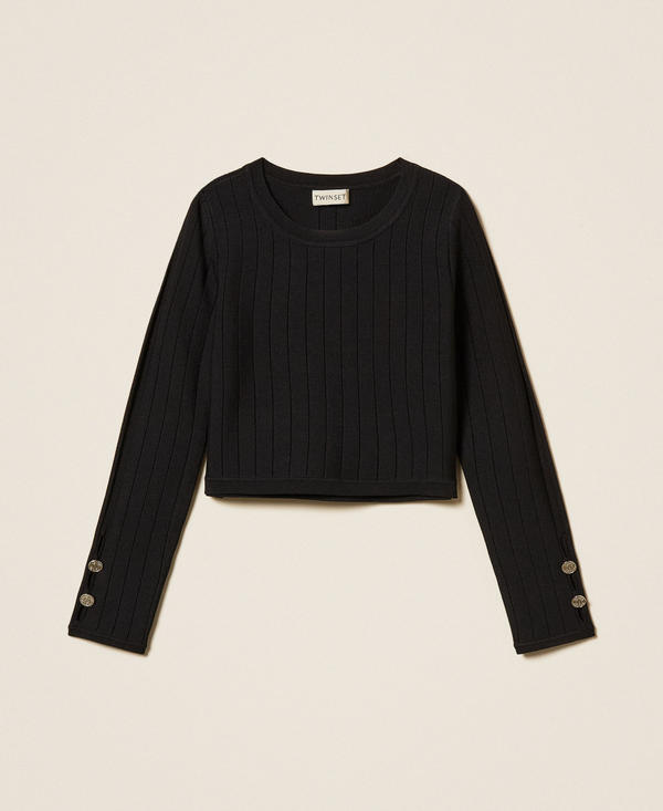 Openwork jumper with buttons