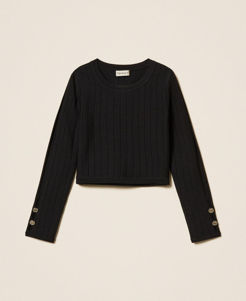 Openwork jumper with buttons Black Girl 261GJ3Q23_00006_S0