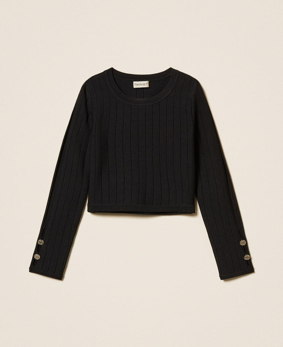 Openwork jumper with buttons Black Girl 261GJ3Q23_00006_S0