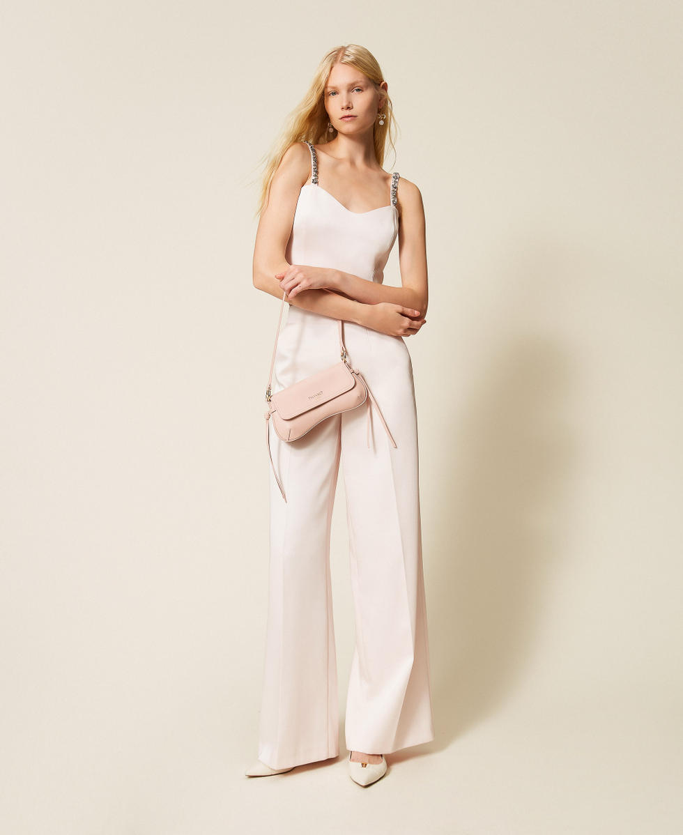 Duchesse cropped top with embroidery Pink Sand Woman 261TP2413_00570_T0
