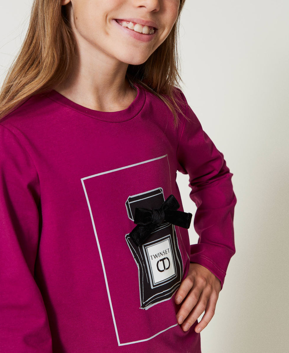 Camiseta con estampado y glitter Magenta Purple Ni&ntilde;a 242GJ2400_11736_04