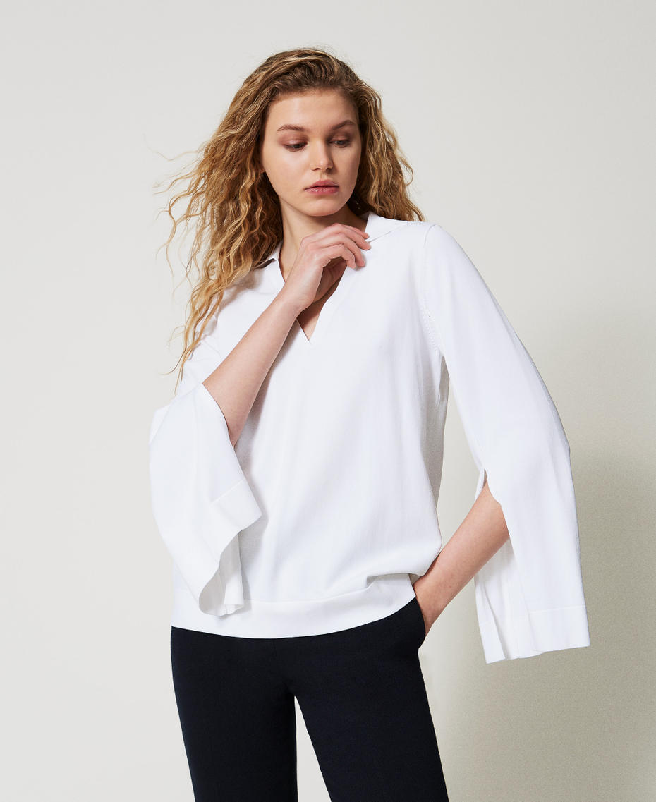 Jumper with slits White Cloud Woman 251LL3DDD_12105_01