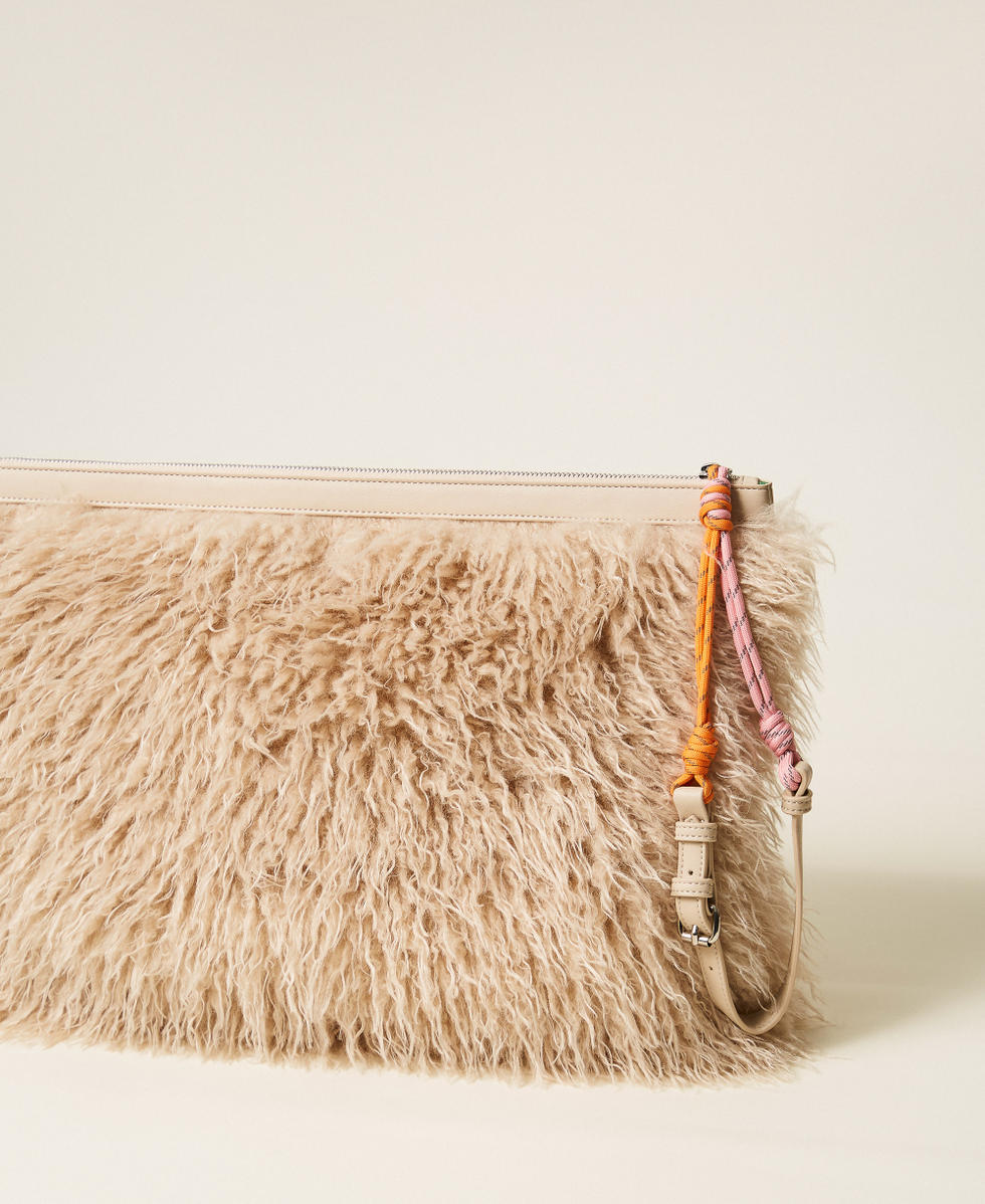MYFO faux fur clutch bag Woman, White | TWINSET Milano