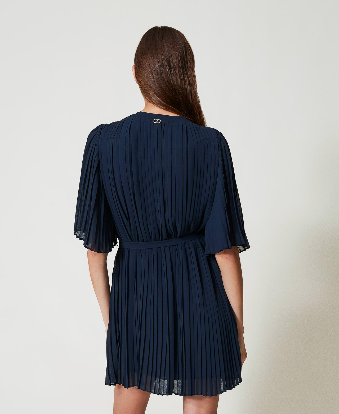 Short cr&ecirc;pe georgette dress Blue Night Woman 251TP2051_00238_03