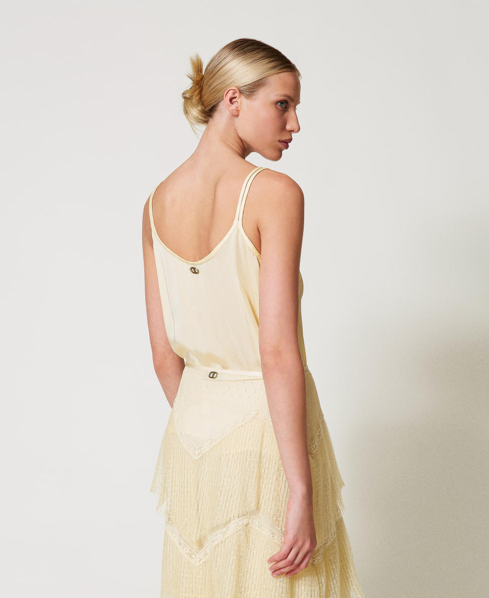 Satintop mit Stickerei Vanilla Frau 251TP2371_12143_07