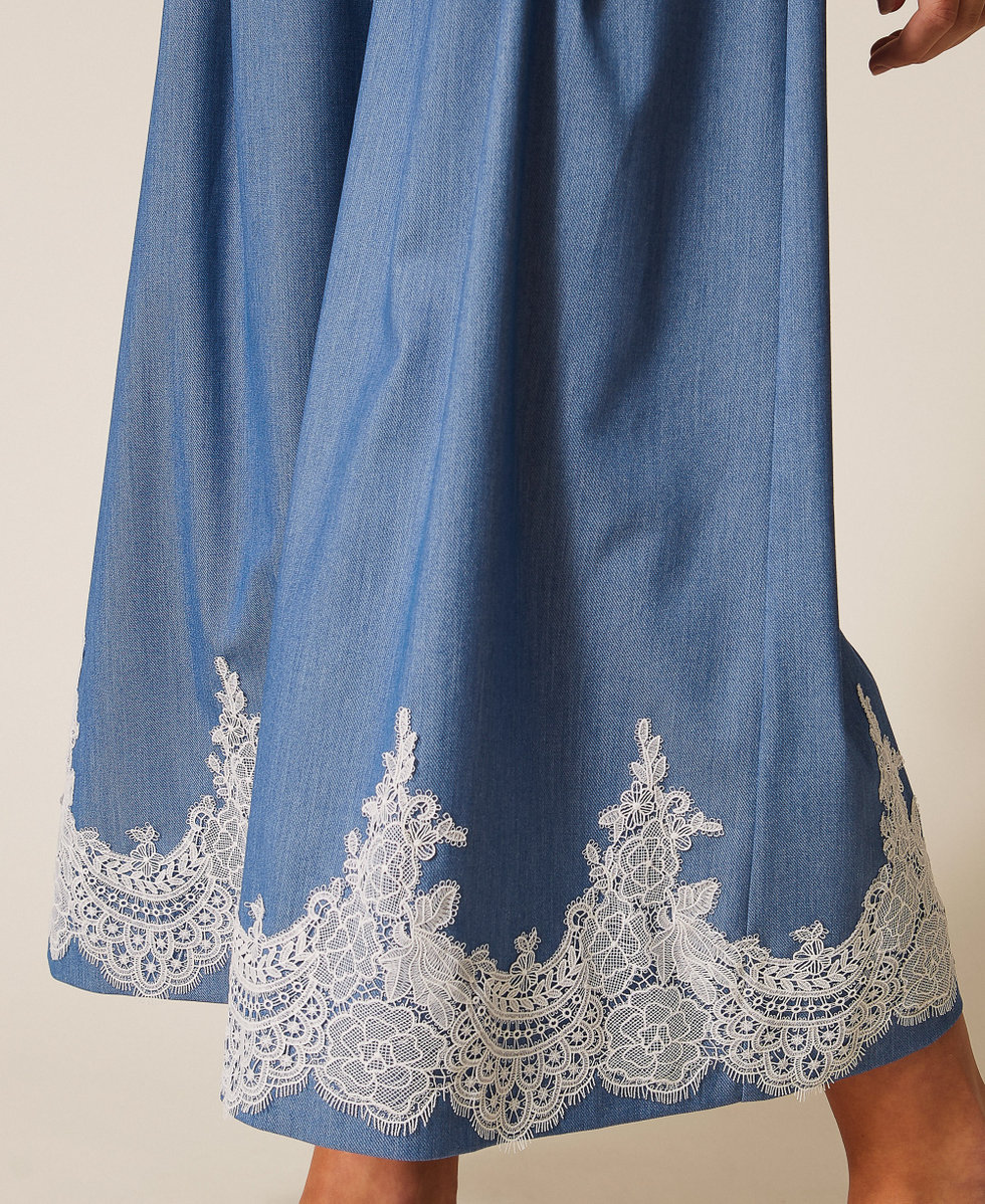 Palazzo trousers with lace and belt Dark Skyline Woman 261AP2291_13291_03