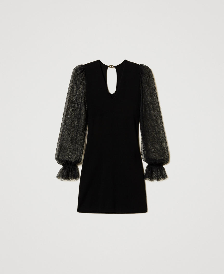 Short knit dress with lace Black Woman 251TP3411_00006_S0