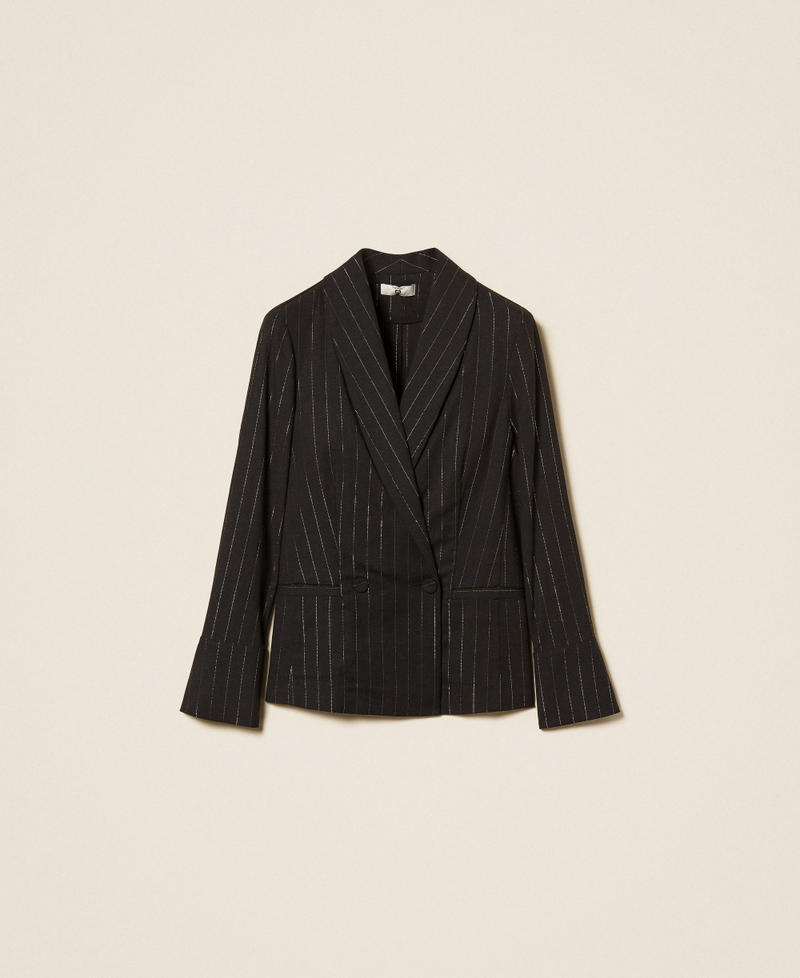 Lurex pinstriped blazer Black Woman 261LB2QAA_00006_S0