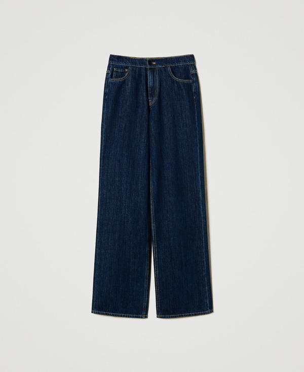 Straight fit dark blue jeans