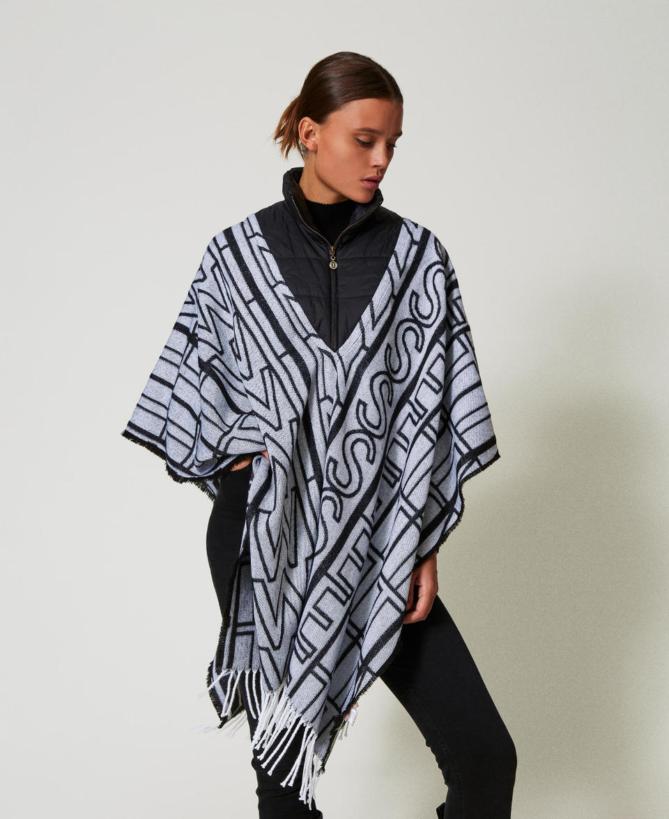 Twin Set Poncho jacquard con logo