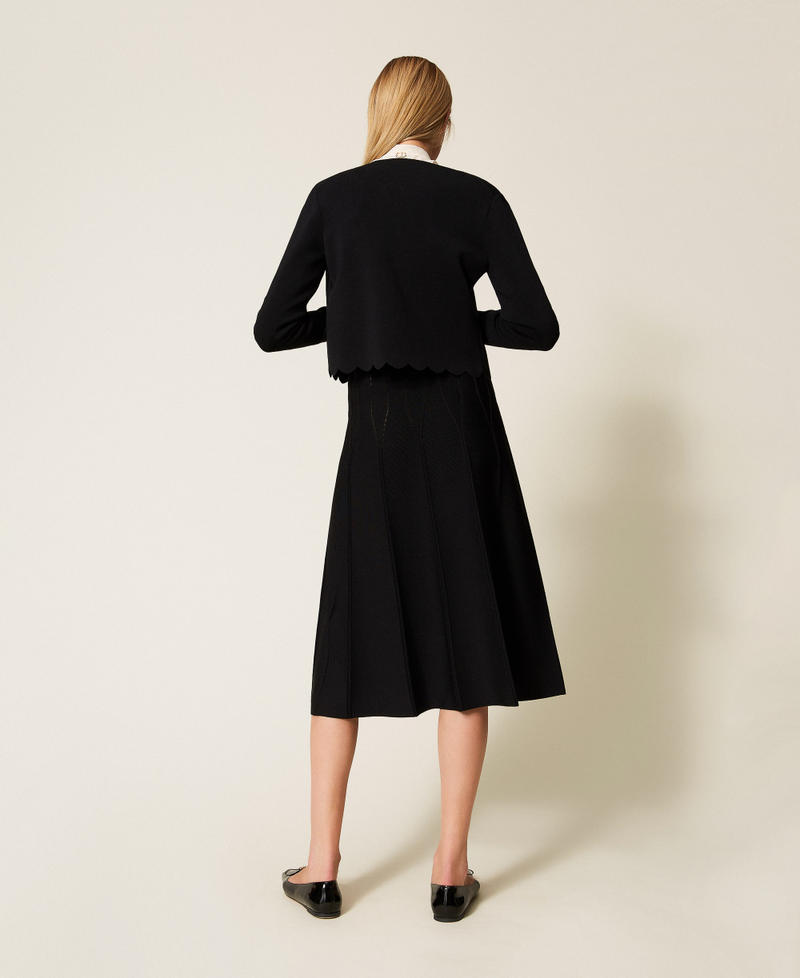 Jupe mi-longue en maille Noir Femme 252TP3641_00006_03