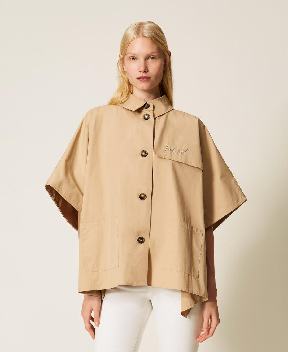 Poncho en gabardine Beige « Delicate Sand » Femme 261TA4290_13161_04