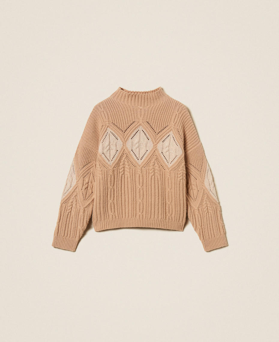 Wool blend intarsia jumper Two tone Dark Parisienne Pink/Light Parisienne Pink Lurex Woman 252TT3290_13010_S0