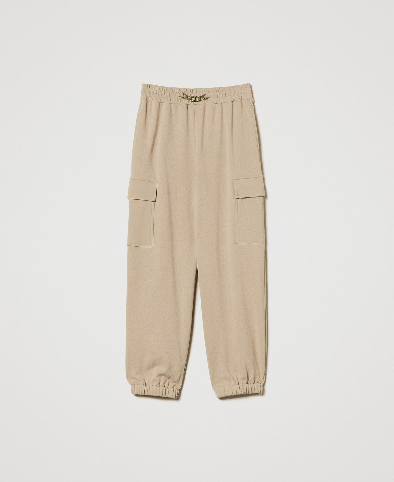 Cargo trousers with Oval T chain Rope Beige Woman 251TE2071_12145_0S