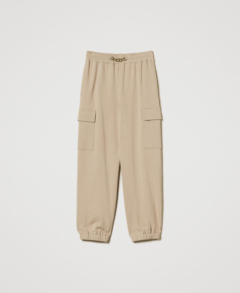 Cargo trousers with Oval T chain Rope Beige Woman 251TE2071_12145_0S