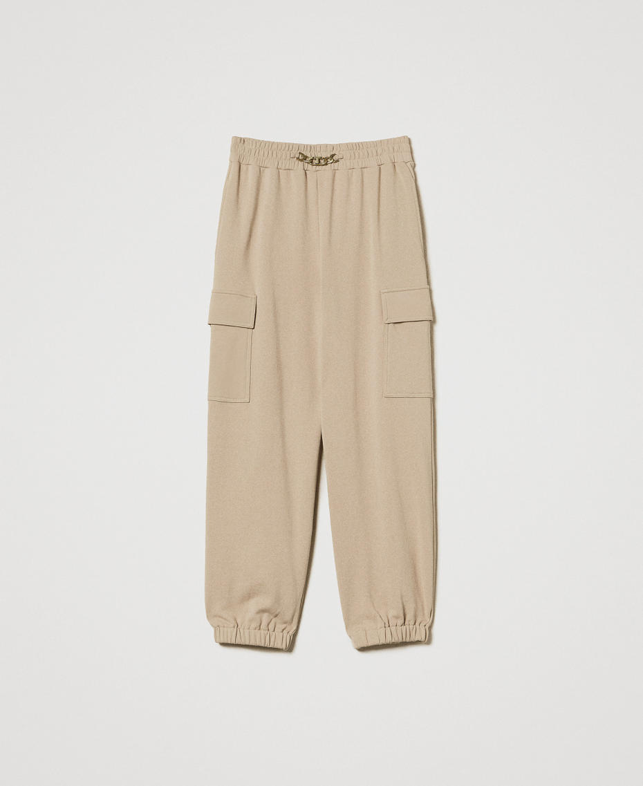 Cargo trousers with Oval T chain Rope Beige Woman 251TE2071_12145_S0