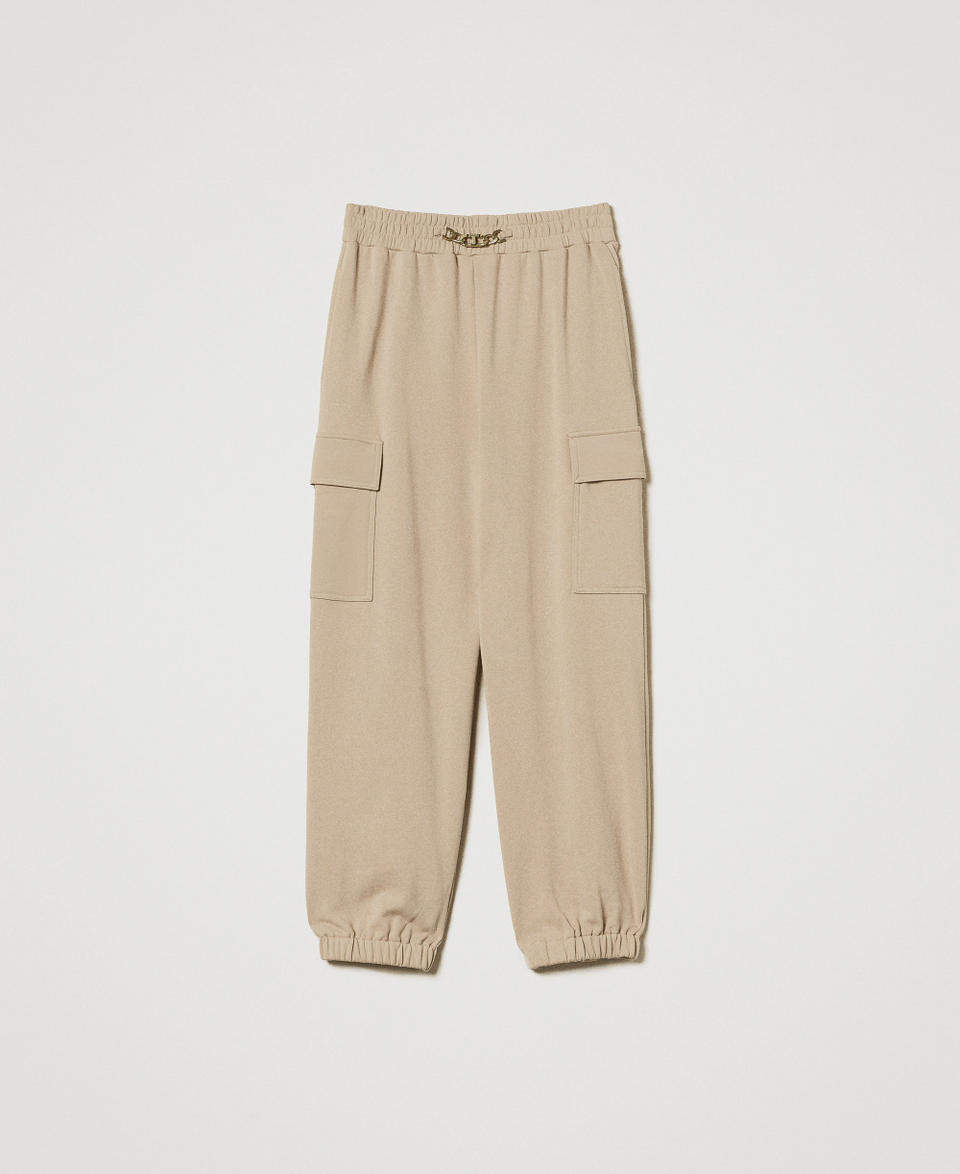 Cargo trousers with Oval T chain Rope Beige Woman 251TE2071_12145_S0