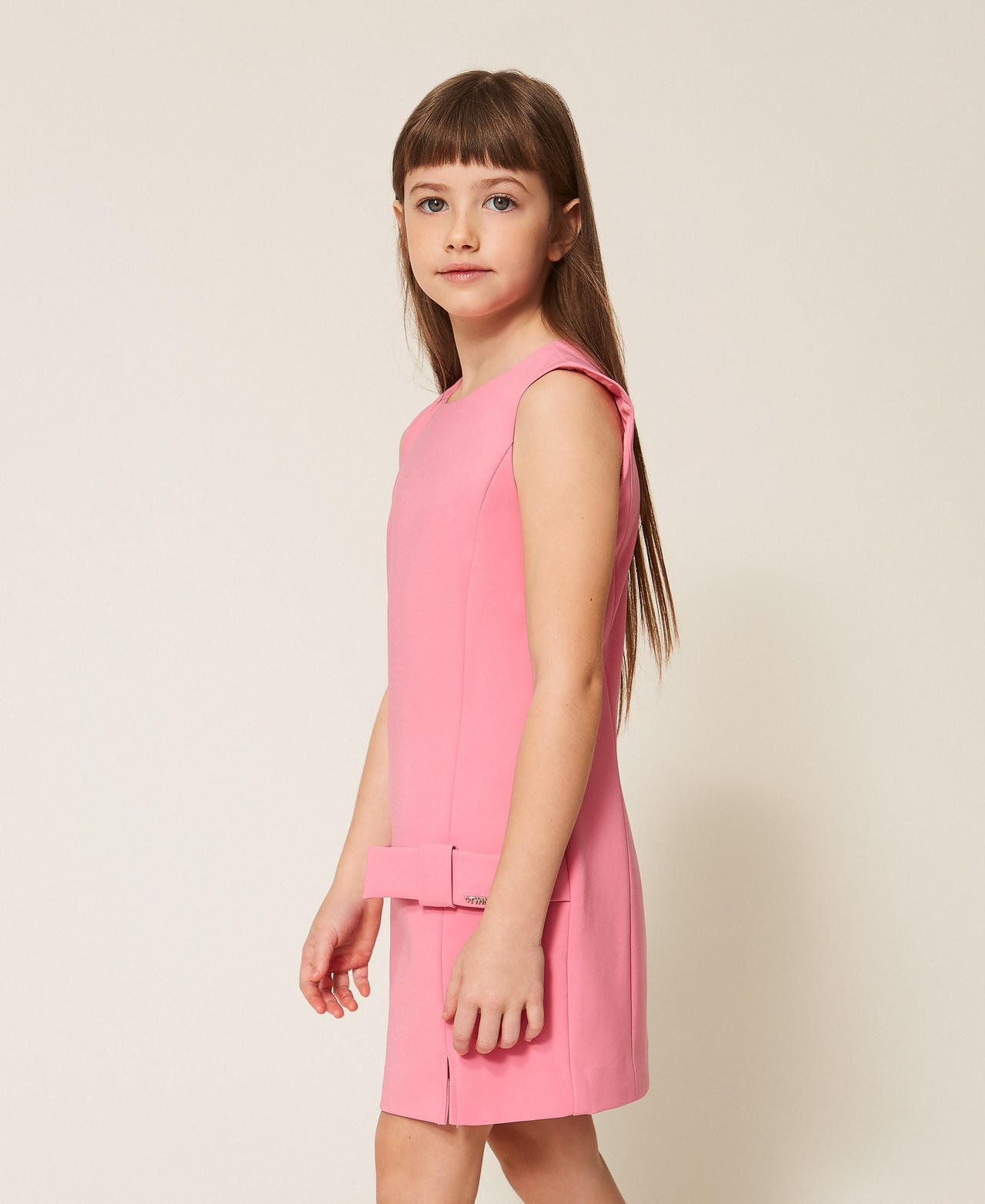 Short cr&ecirc;pe dress with bow "Sunrise" Pink Girl 261GJ2Q58_07207_02