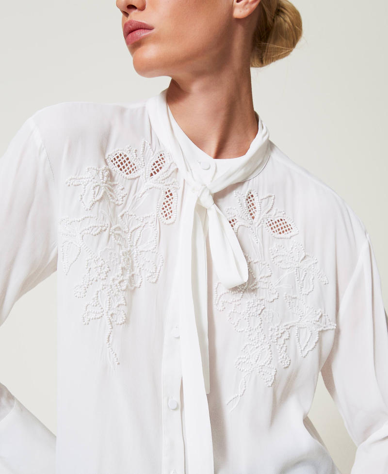 Camicia in georgette con ricamo Bianco Neve Donna 251TP2690_00282_04