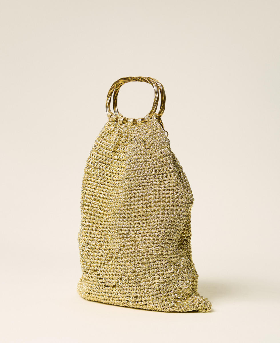 Sac &agrave; main au crochet avec lurex Or Jaune Femme 262TB7330_10366_03