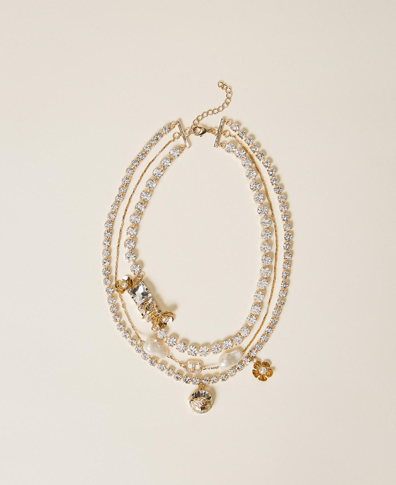 Choker with rhinestones and flowers New Gold Woman 252TA4280_10630_01