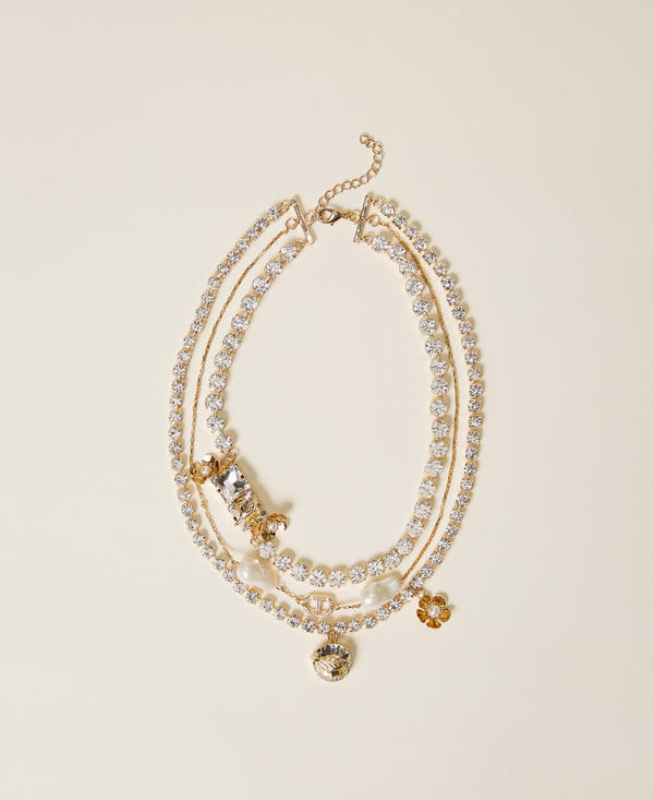Halsnahe Kette mit Strass und Blumen