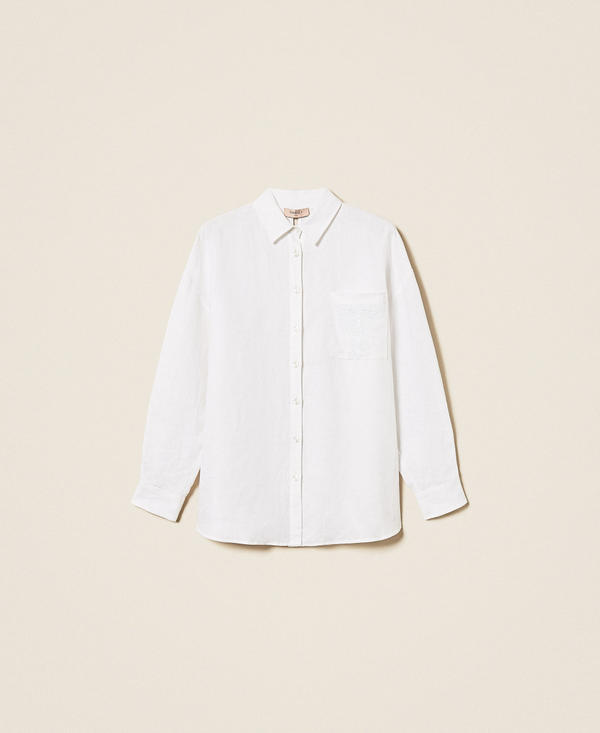 Льняная рубашка с вышитым логотипом
