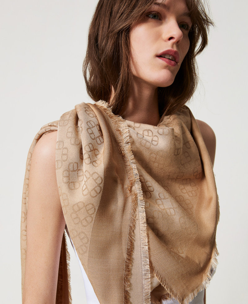 Jacquard keffiyeh with Oval T Rope Beige Woman 251TA4250_12145_T0