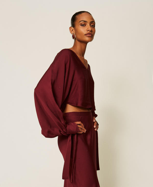 Satin shrug with rhinestones