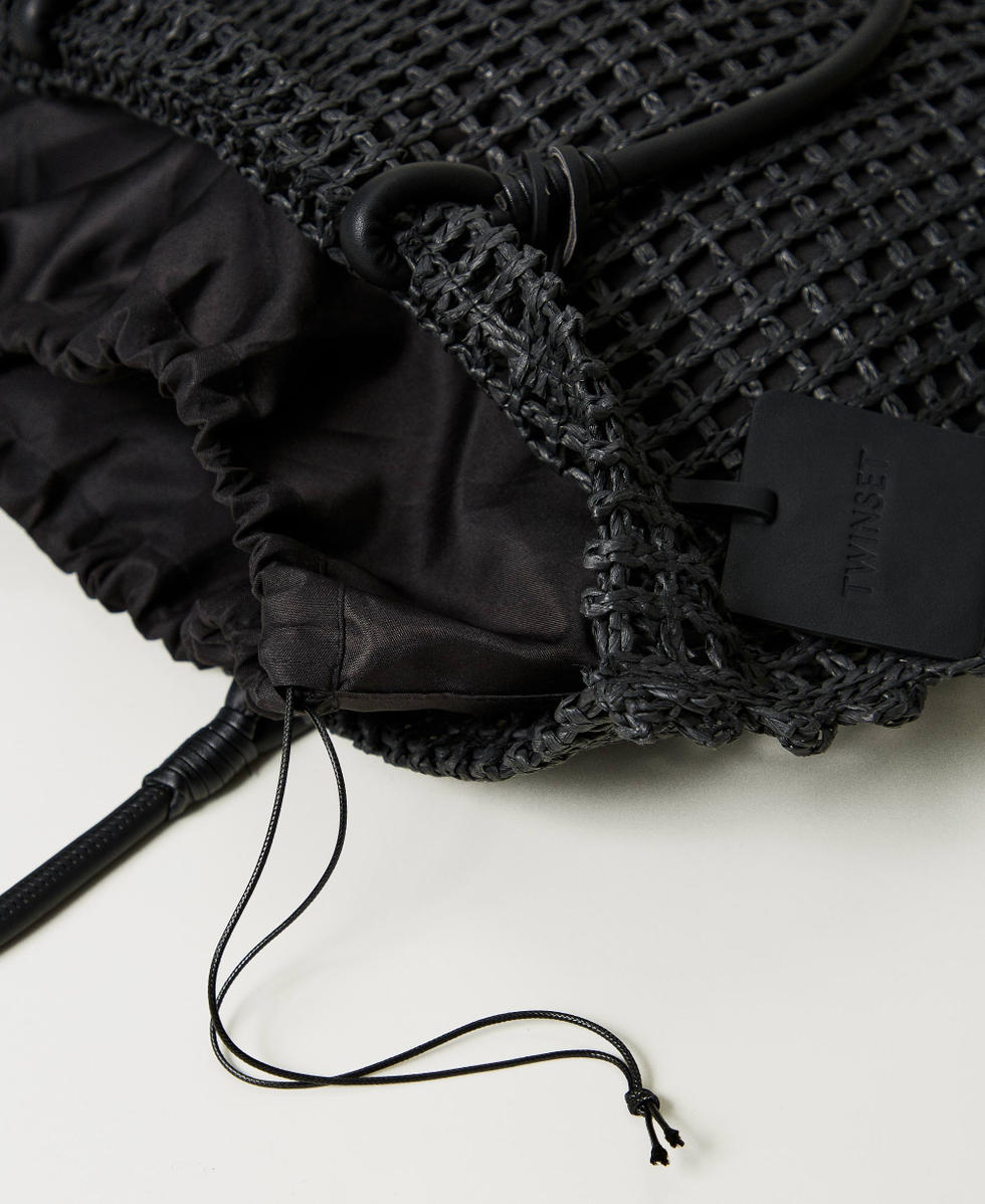 Borsa shopper effetto paglia a rete