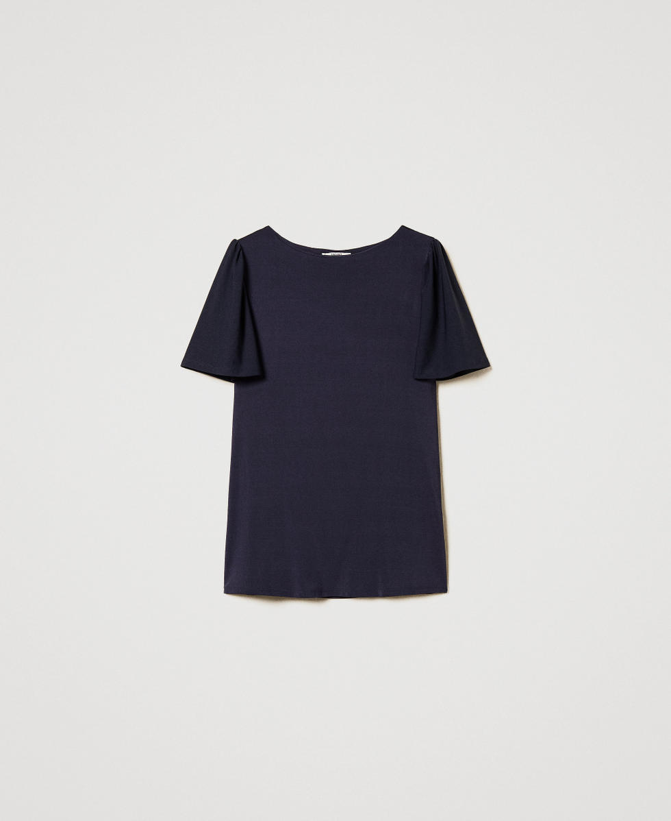 Bluse mit Raff&auml;rmeln Klassisches Blau Frau 251LM2MDD_11956_S0