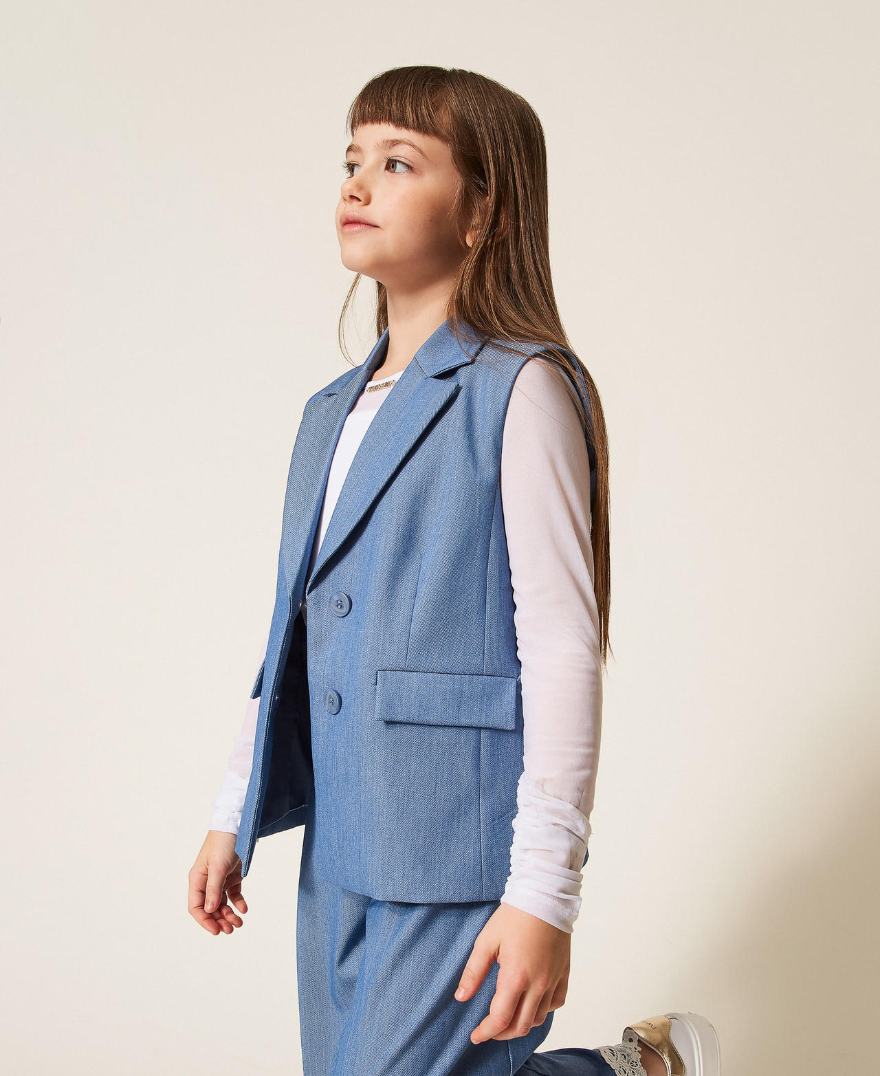 End-on-end cloth single-breasted sleeveless jacket Skyline Girl 261GJ2Q10_04614_02