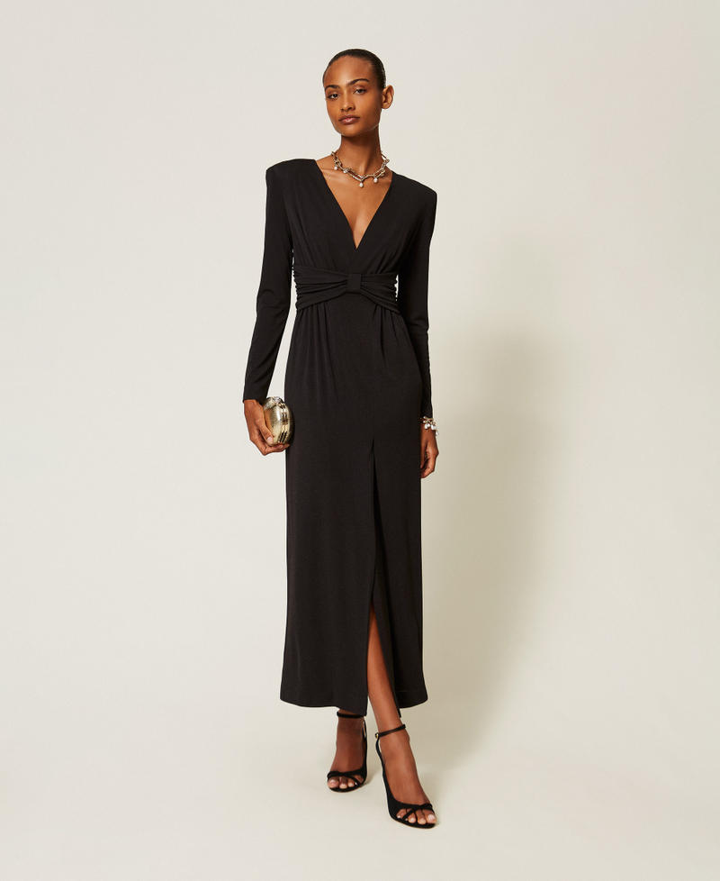 Long dress with draping Black Woman 262TT2412_00006_01