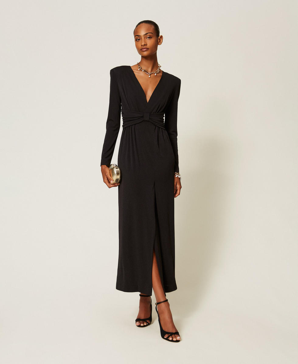 Vestido largo con drapeado Negro Mujer 262TT2412_00006_01