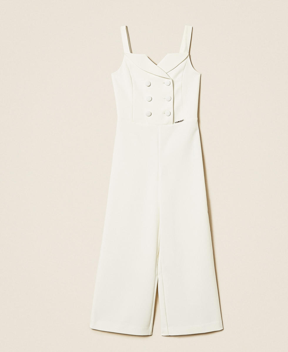 Zweireihiger Jumpsuit aus Cr&ecirc;pe Mattwei&szlig; M&auml;dchen 261GJ2Q50_00526_S0