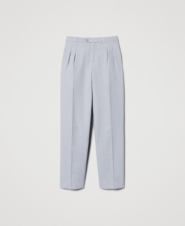 Pantaloni in saia di cotone e lino