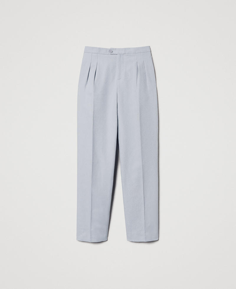 Cotton and linen twill trousers Light Ash Grey Woman 251TP2763_12147_S0