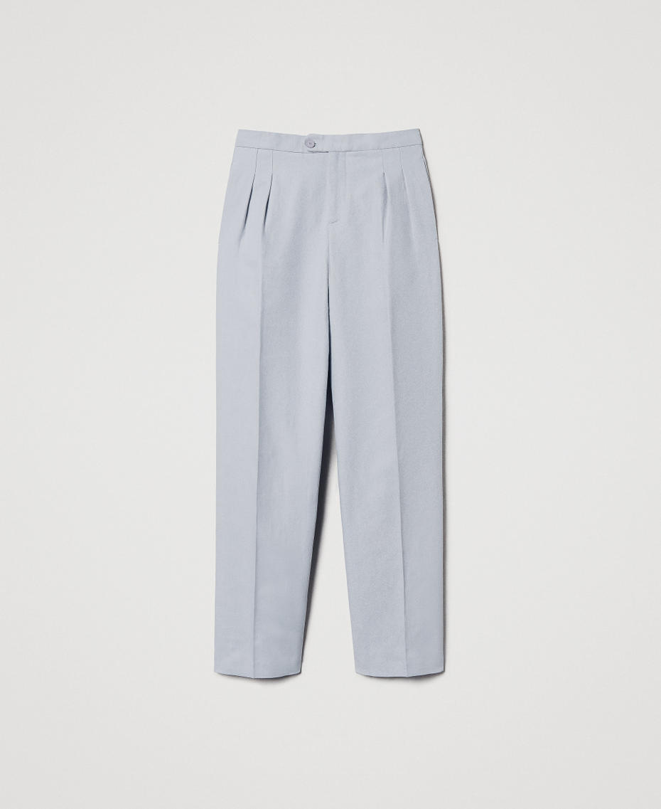 Cotton and linen twill trousers Light Ash Grey Woman 251TP2763_12147_S0