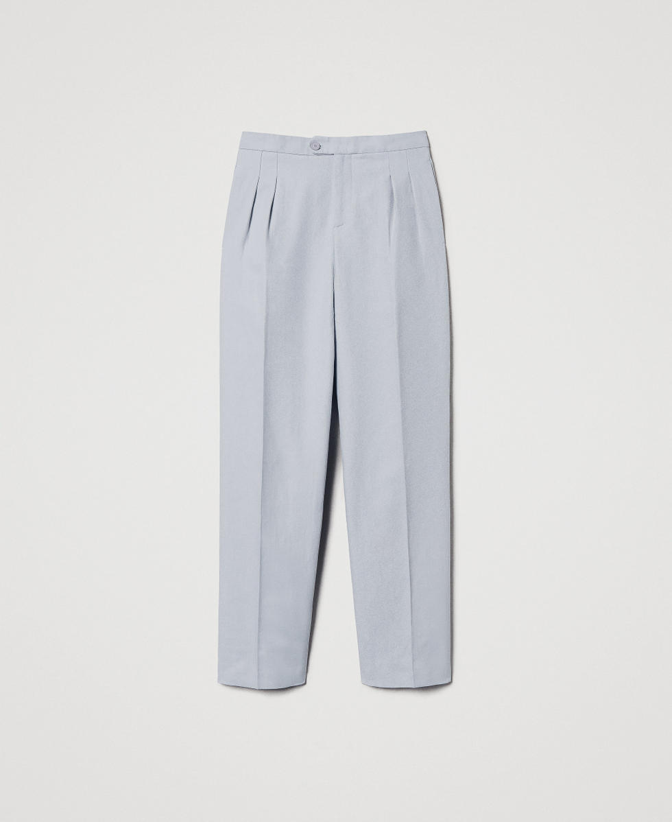 Cotton and linen twill trousers