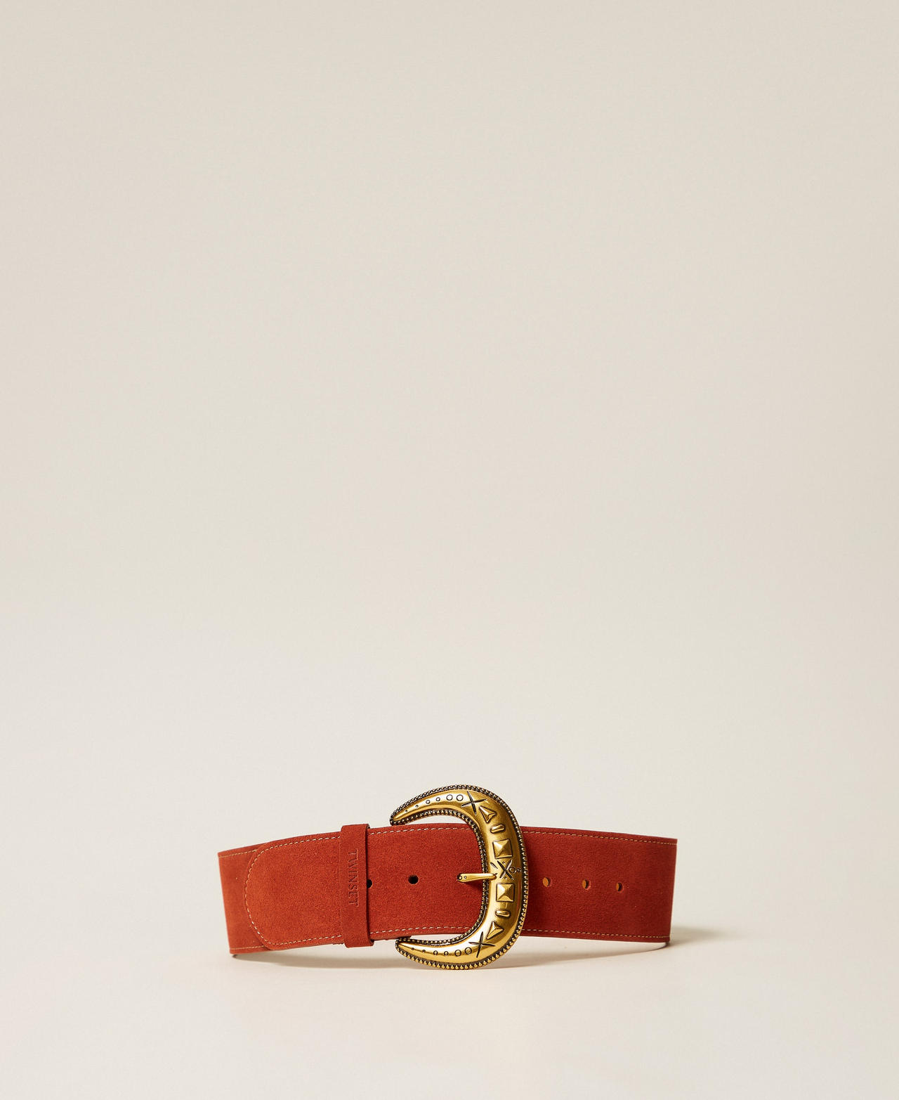 Twinset Women's Henna Brown Suede Belt