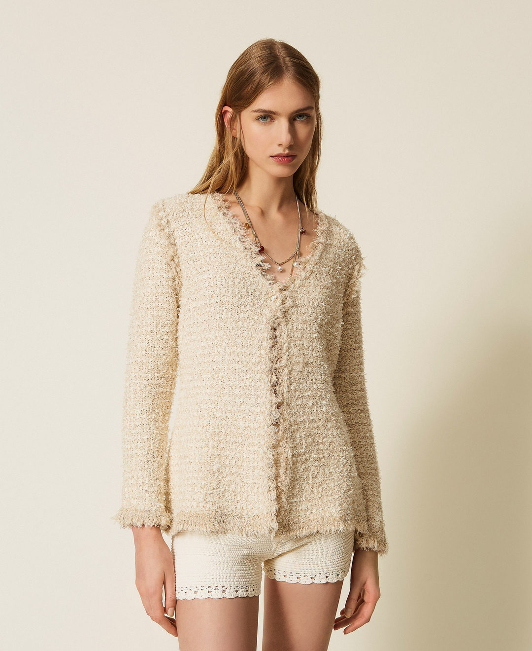Blouson en maille jacquard avec lurex