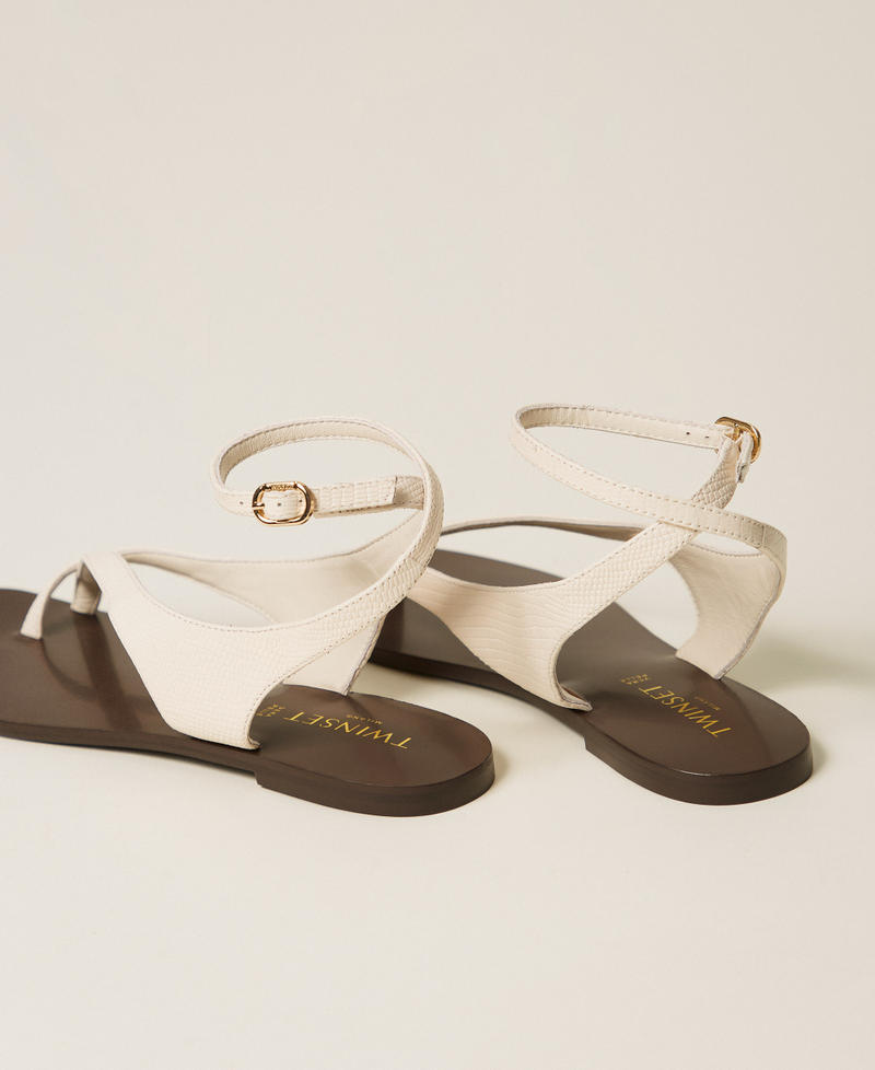Flat leather thong sandals Mother of Pearl Tejus Print Woman 261TGT016_13533_03