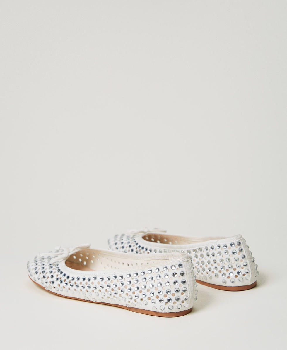 Ballerine con strass all over Bianco Sugar Donna 251ACP016_00632_03