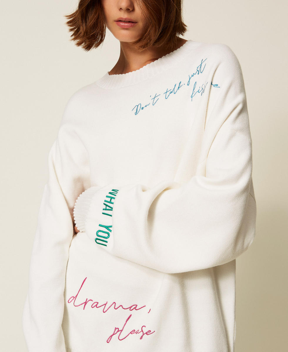 MYFO jumper with multicolour embroidery "Papers" White Woman 252AQ3070_00840_04
