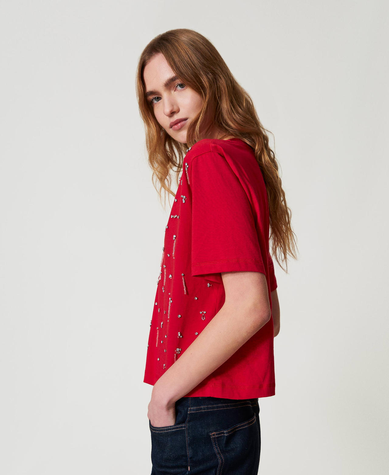 Cropped T-shirt with embroidery Love Potion Woman 251AP2223_12120_01