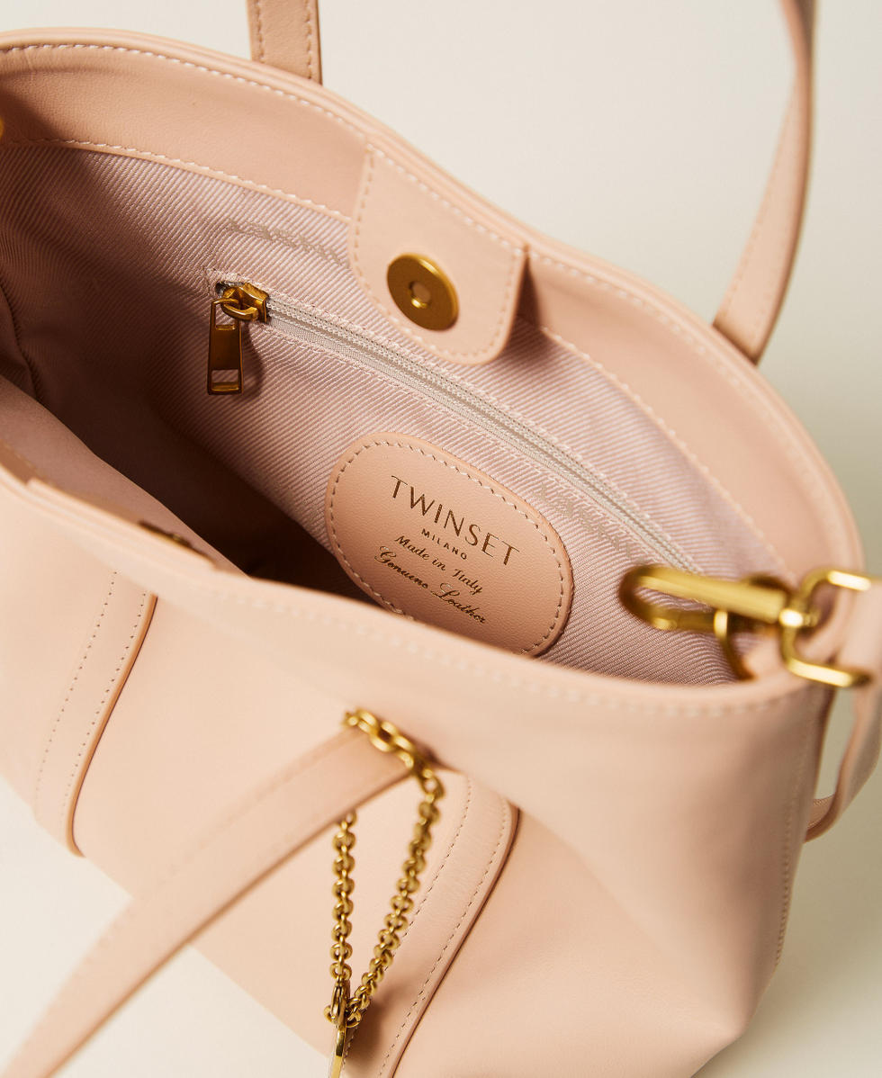 Shopper aus Leder mit Charm Pearl Rose Frau 261TD8401_13144_04