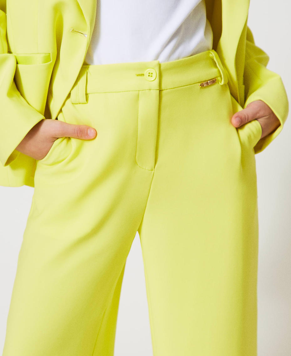 Crêpe palazzo trousers Yellow Plum Girl 251GJ2QN8_12124_04