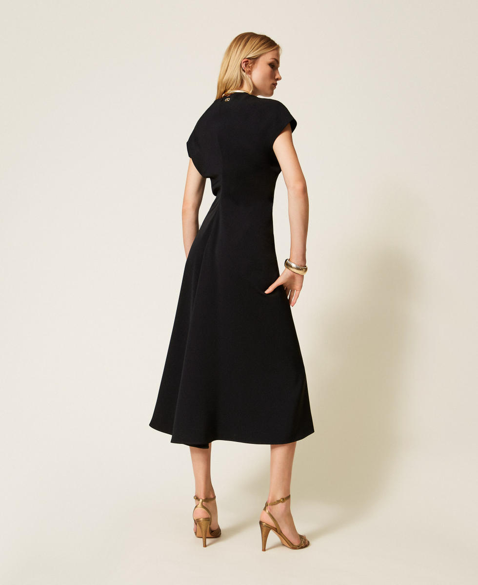 Vestido midi con drapeado Negro Mujer 252TF2015_00006_03