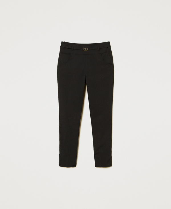 Pantaloni in popeline con cintura