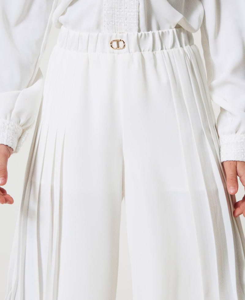 Palazzo trousers with side pleats "Ice" White Girl 251GJ2QQ3_00808_04